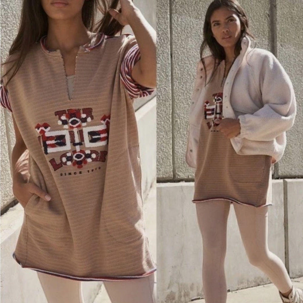FREE PEOPLE MOVEMENT Summit Graphic Oversized Longline Tee Sz S